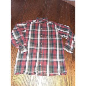 Boys Small 5/6 Place Long Sleeve Button Front Cotton Shirt Red Blue Black Grey